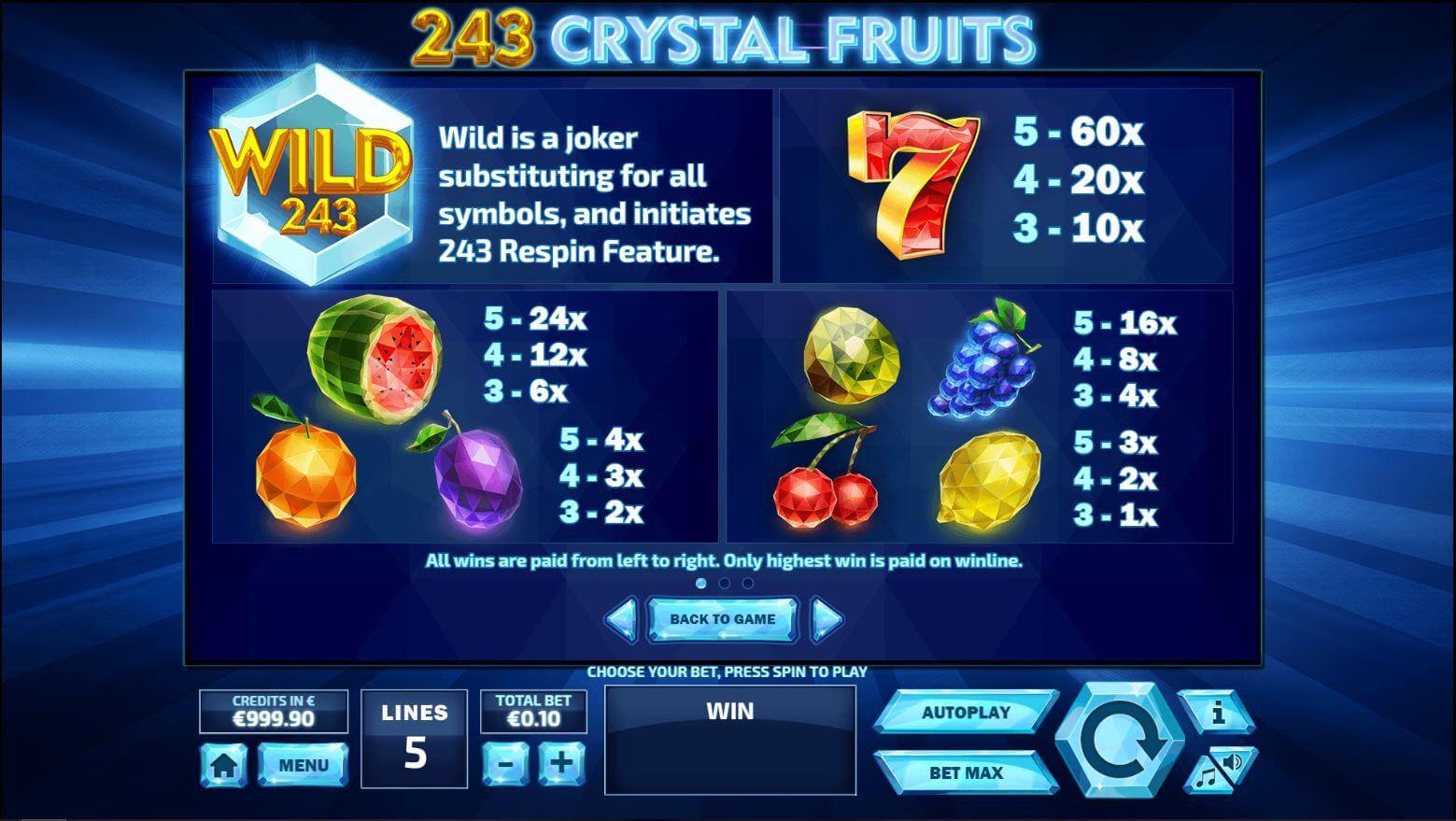 243 Crystal Fruits Bonus