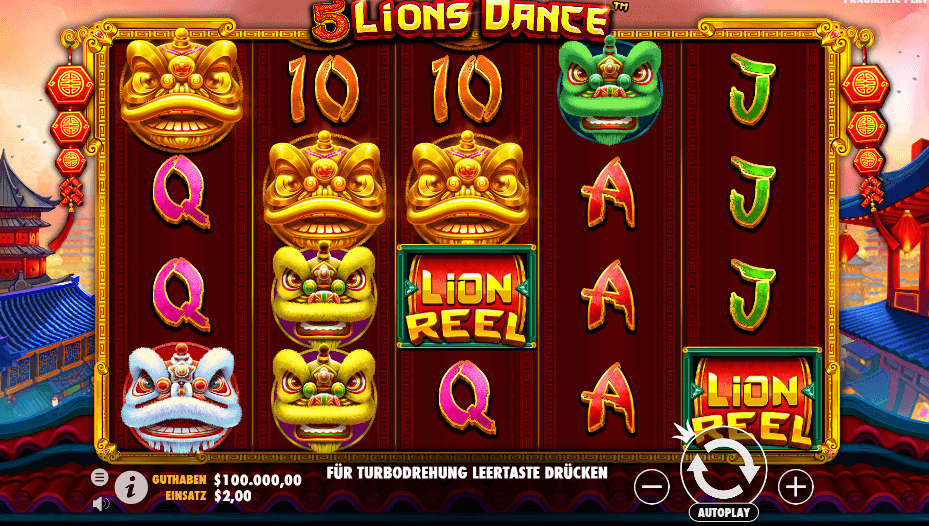 5 Lions Dance Slot Gameplay