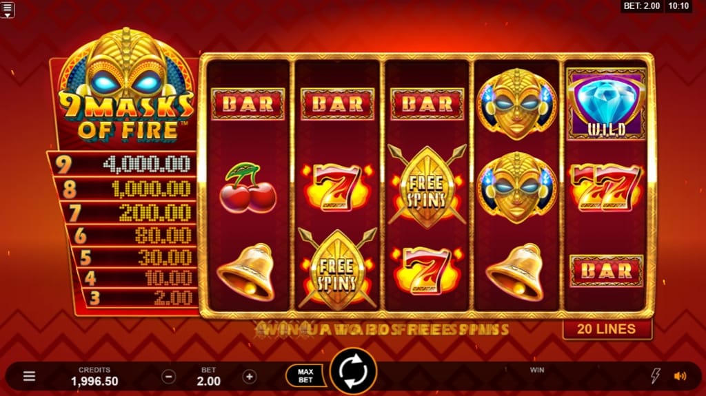 9 Masks of Fire gameplay slot