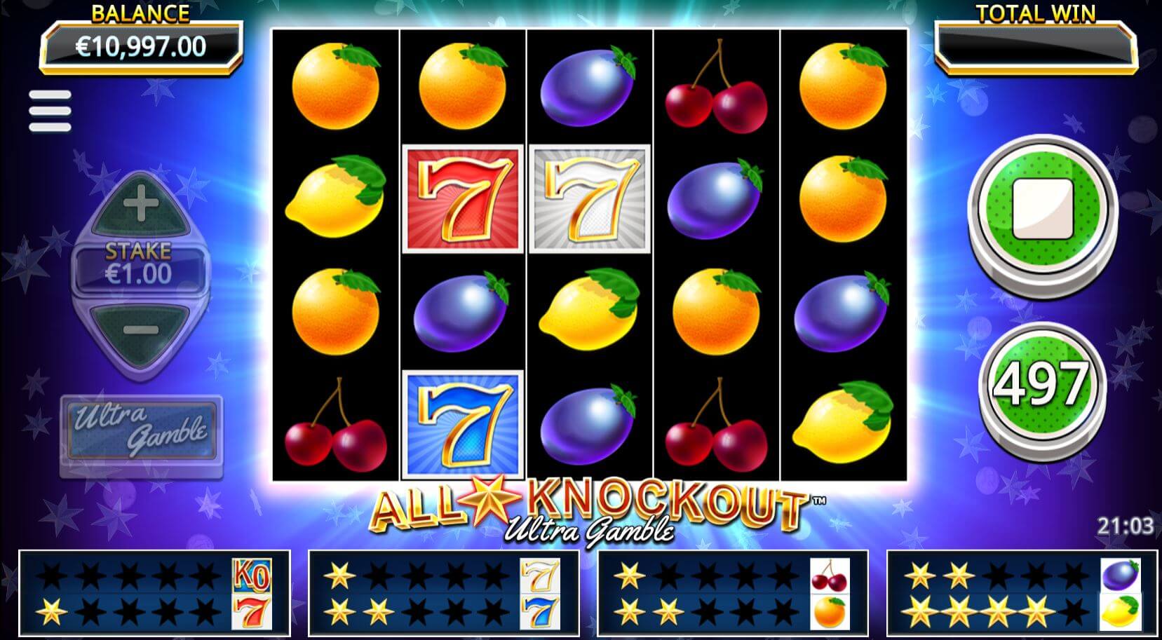 All Star Knockout Ultra Gamble Slot Gameplay