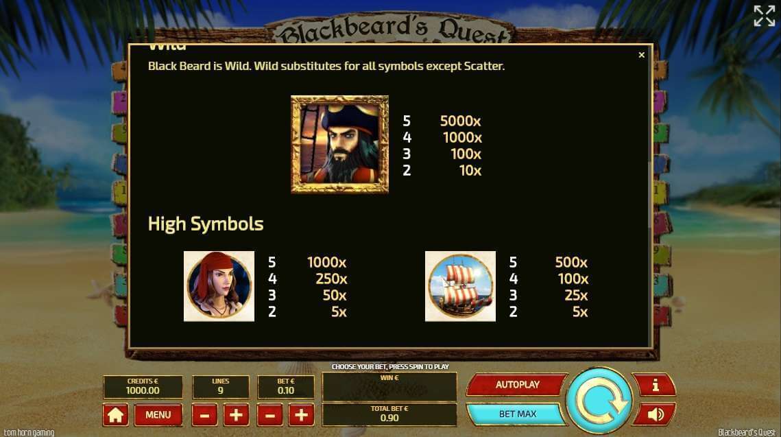 Blackbeards Quest Slot Bonus