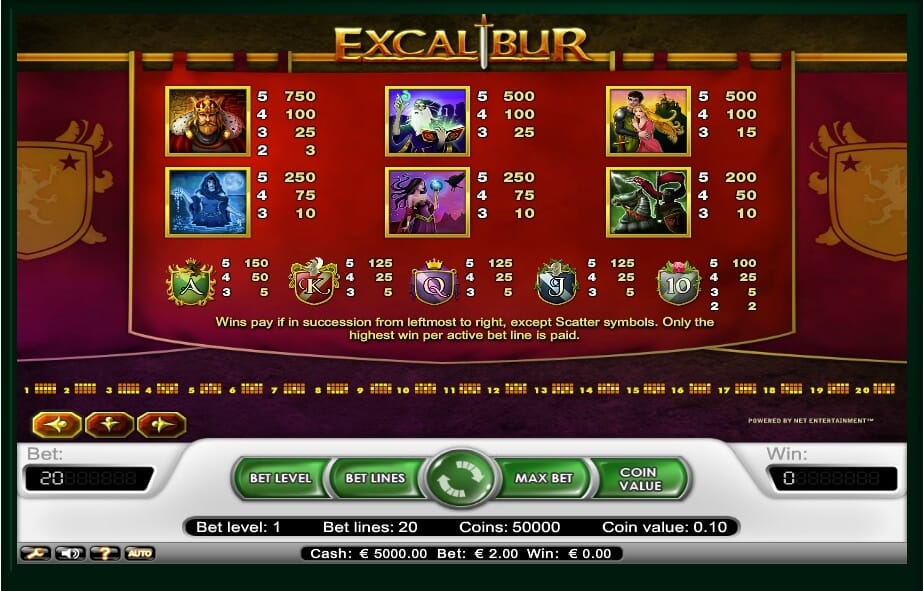 Excalibur Slot Bonus