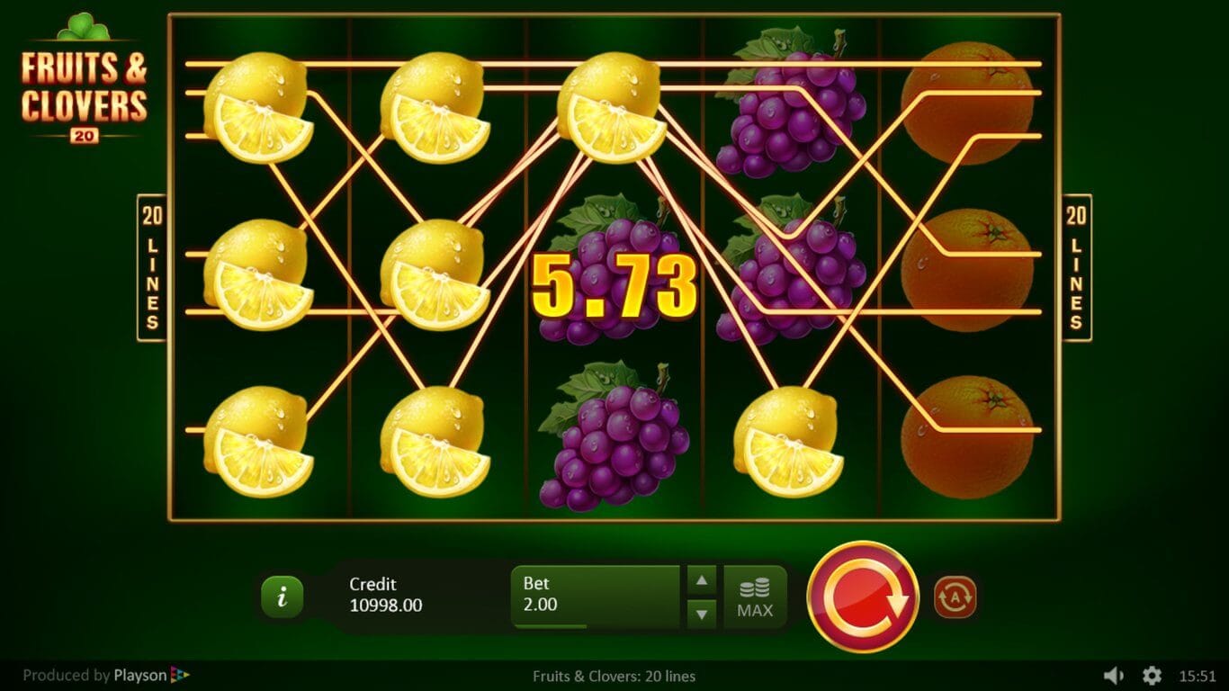 Fruits & Clovers 20 Lines Slot Bonus