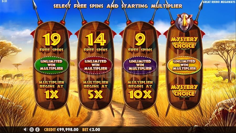 Great Rhino Megaways Slot  Bonus