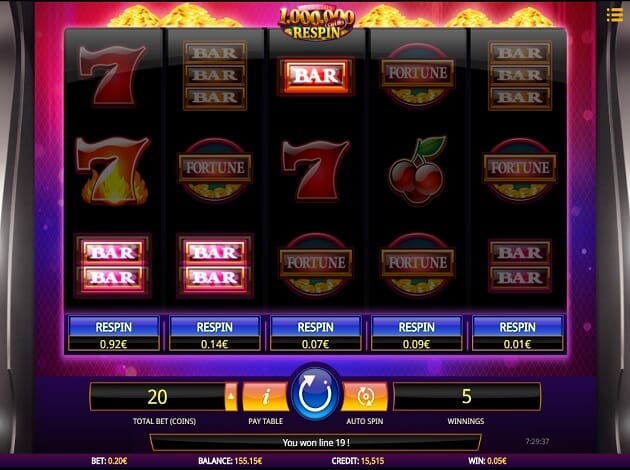 Million Coins Respin Slot Gameplay