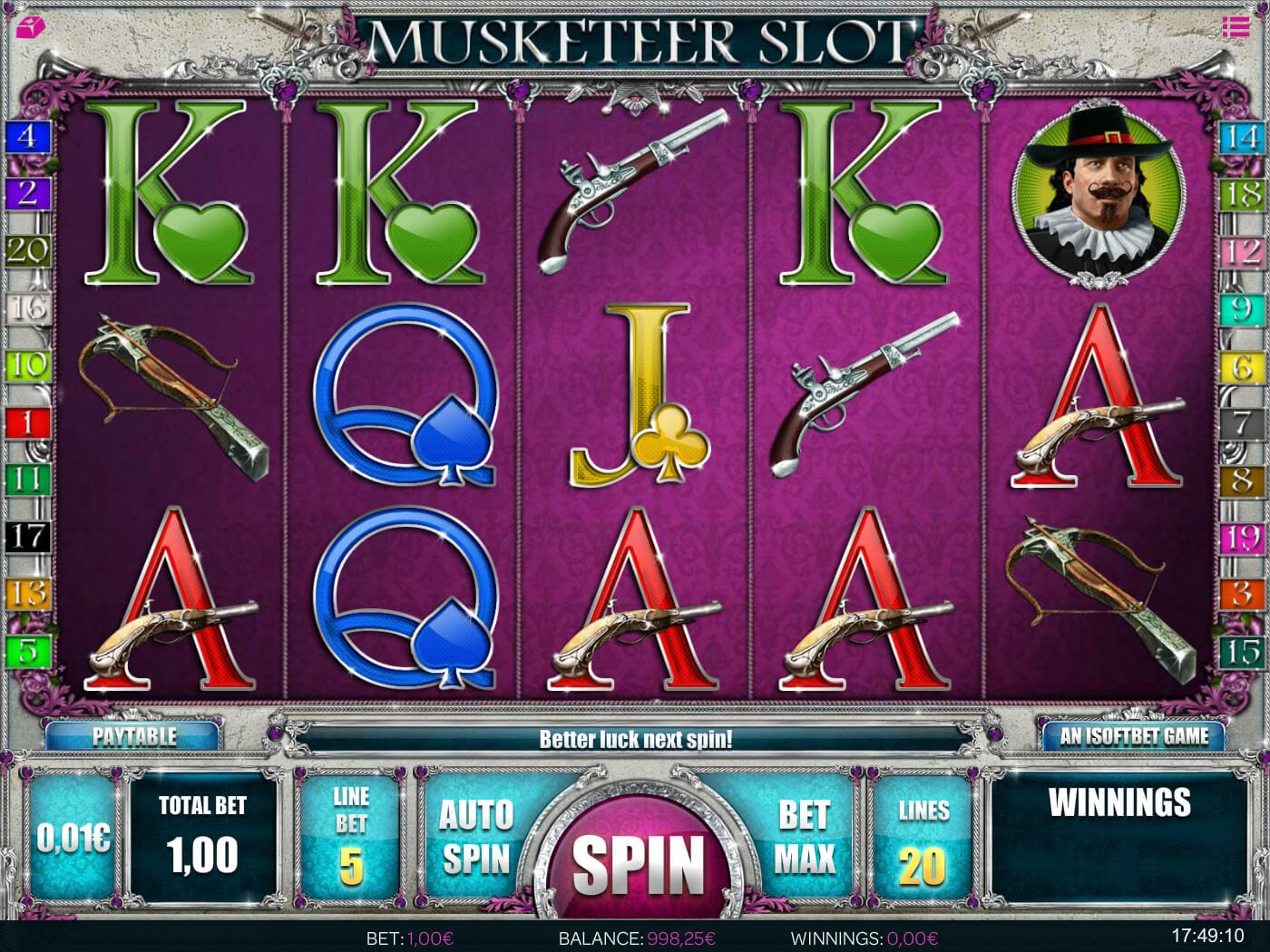 Musketeer Slot Gameplay