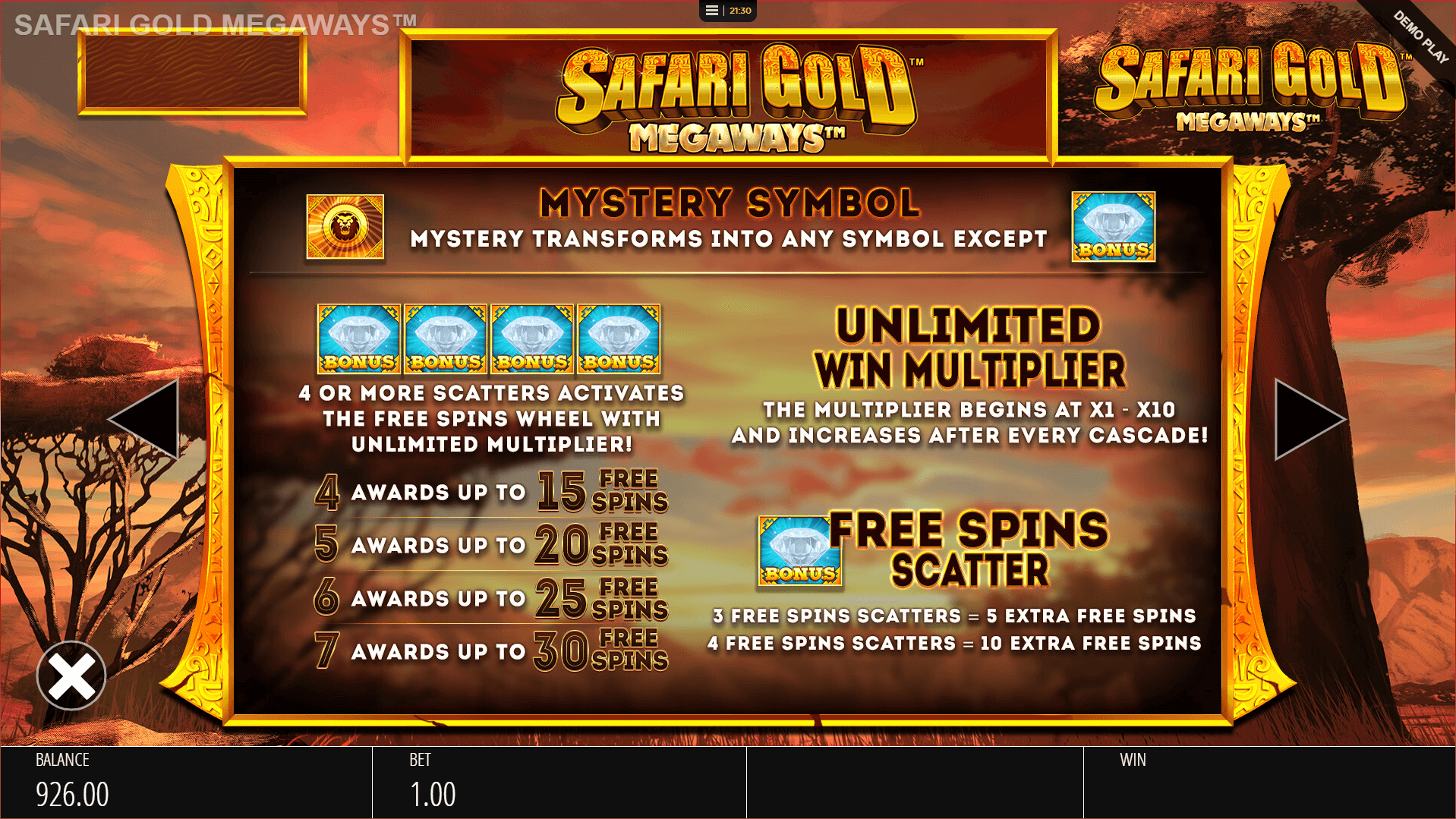 Safari Gold Megaways Slot Bonus