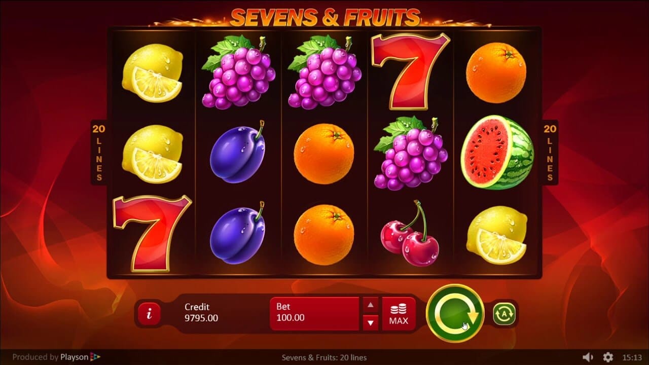Sevens and Fruits 20 Lines Slot Bonus