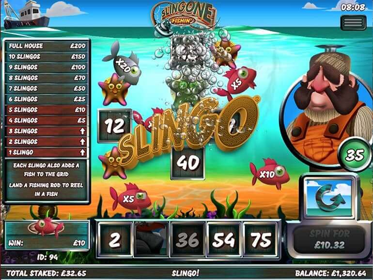 Slingone Fishing Slot Gameplay