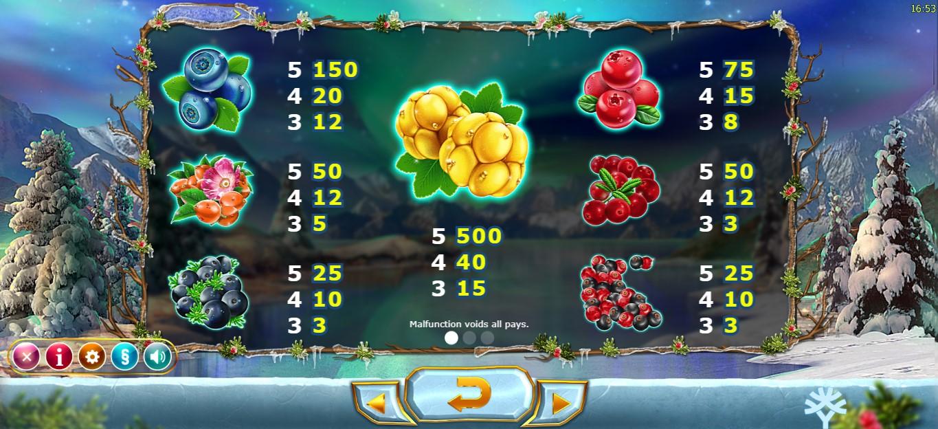 Winterberries Slot Paytable