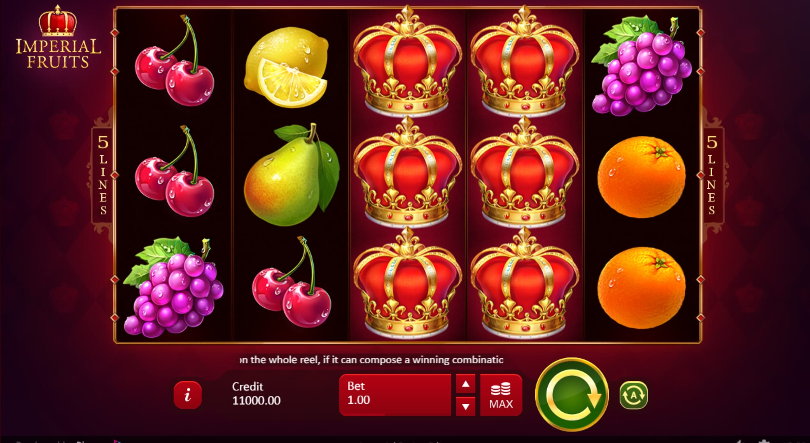 Imperial Fruits: 5 Lines Gameplay Casino