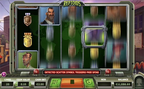 Reptoids online slot gameplay