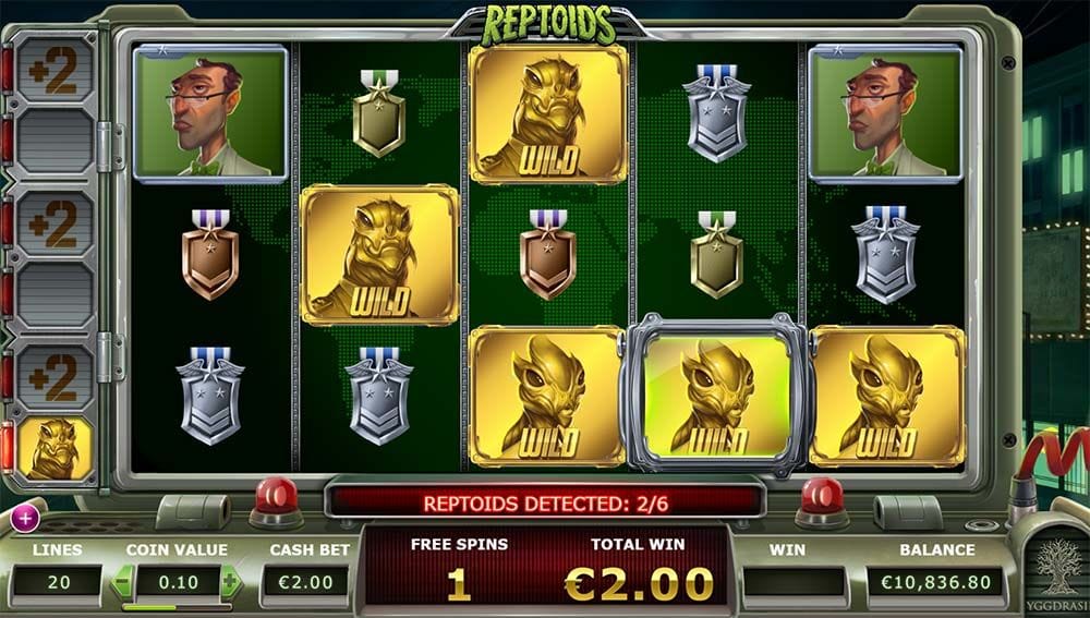 Screenshot from Reptoids online slot