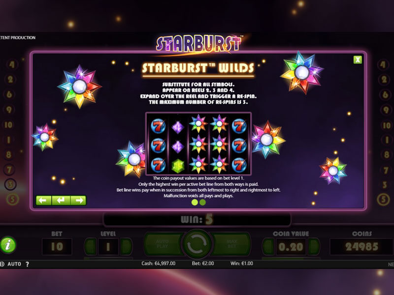 Starburst Slot Paytable