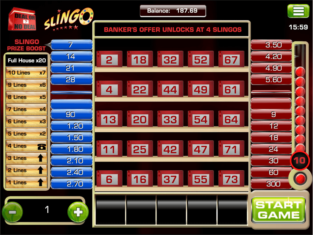 Slingo Deal or No Deal Slot Gameplay